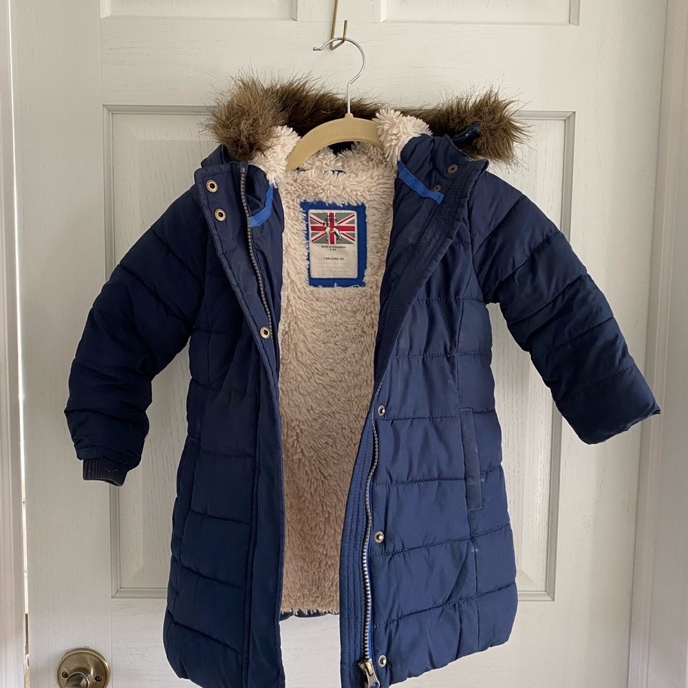 Mini Boden Navy Blue Coat with Cream Lining